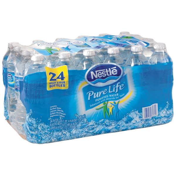 Nestle Pure Life 24 Pack Bottled Water Half Liter Bottle