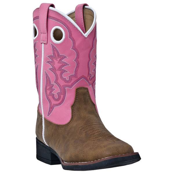 Laredo Girls' Pink & Western Boots With Pullholes