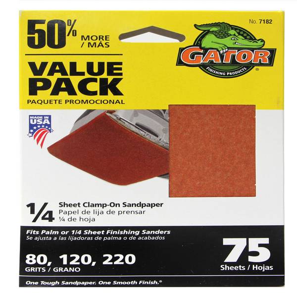 Gator 1/4 Sheet Assorted Clamp On Sandpaper Value Pack