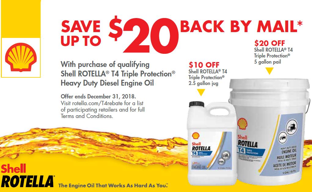 Shell Rotella Save $20 Mail In Rebate