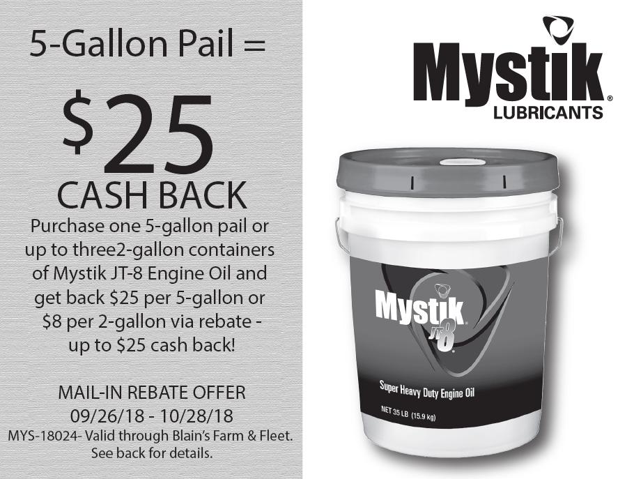 Mystik JT-8 5-Gallon Pail $25 Cash Back