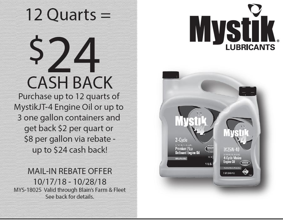 MystikJT-4 Engine Oil $24 Cash back
