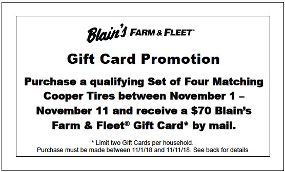 Cooper Tires Blain's Farm & Fleet Gift Card