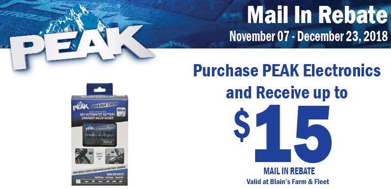 Peak Electronics $15 Mail In Rebate