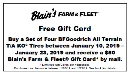 BFGoodrich $50 Blain's GC Rebate