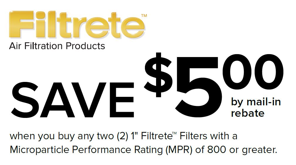 Save $5 on two Filtrete with a MPR of 800(+)